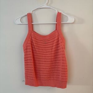universal thread coral peach crochet knit crop summer tank top🪸